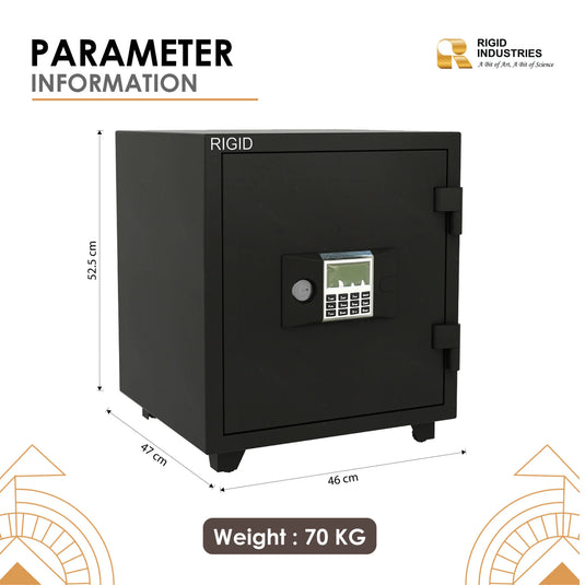 خزانة حديدية مقاومة للحريق بقفل رقمي ومفتاح، سعة 70 كجم